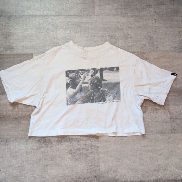 Scotch & Soda Crop T-Shirt Graphic Tee Size XS Ivory - Picture 3 of 14